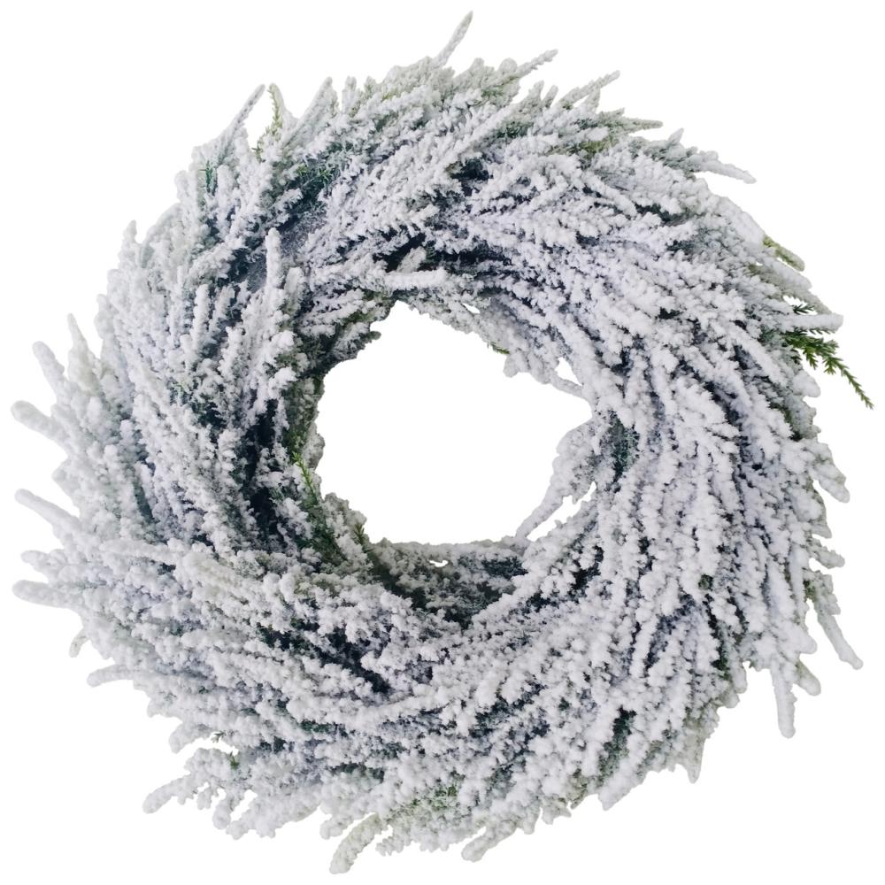 Unlit Wreaths | Heavily Flocked Pine Artificial Christmas Wreath – 11.75" – Unlit Frosted, Flocked, Iced Wreaths Frosted, Flocked, Iced Wreaths