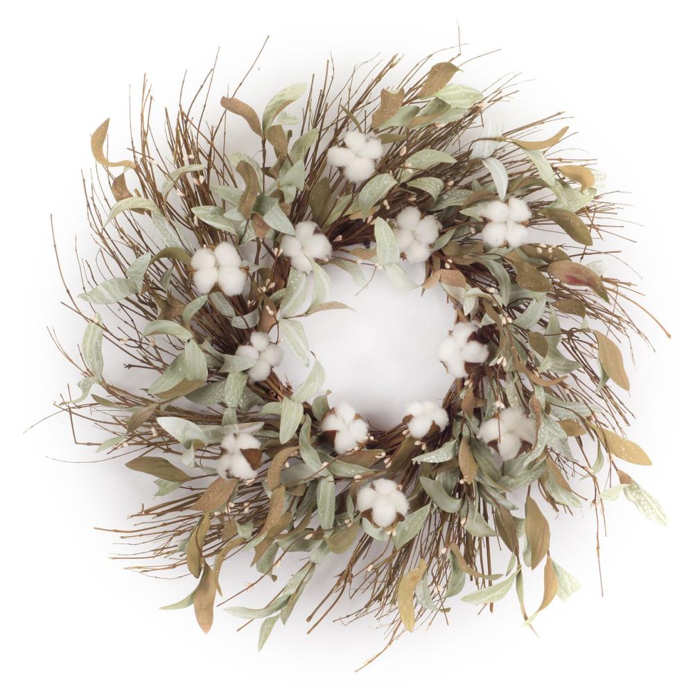 Unlit Wreaths | Leaf and Cotton Artificial Christmas Wreath, 28-Inch, Unlit Unlit Wreaths Unlit Wreaths