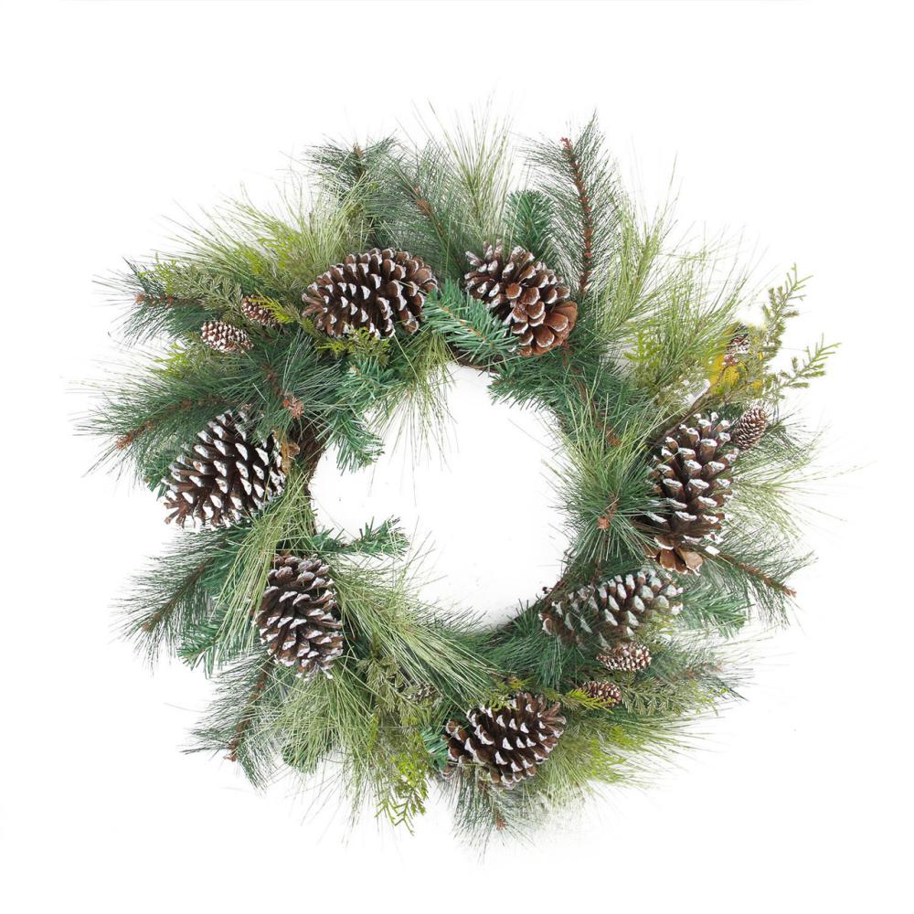 Unlit Wreaths | Mixed Long Needle Pine and Pine Cone Artificial Christmas Wreath – 28-Inch, Unlit Traditional Pine Wreaths Traditional Pine Wreaths