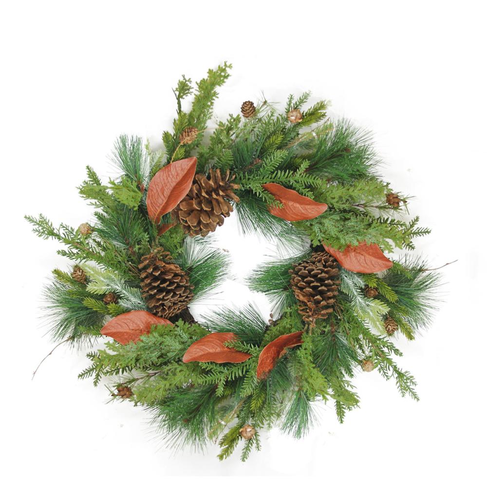 Unlit Wreaths | Mixed Pine with Red Leaves and Pine Cones Artificial Christmas Wreath – 26-Inch, Unlit Unlit Wreaths Unlit Wreaths