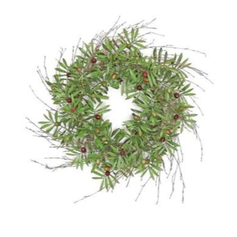 Unlit Wreaths | Olive and Seed Artificial Spring Wreath, Green 24-Inch Specialty Wreaths Specialty Wreaths