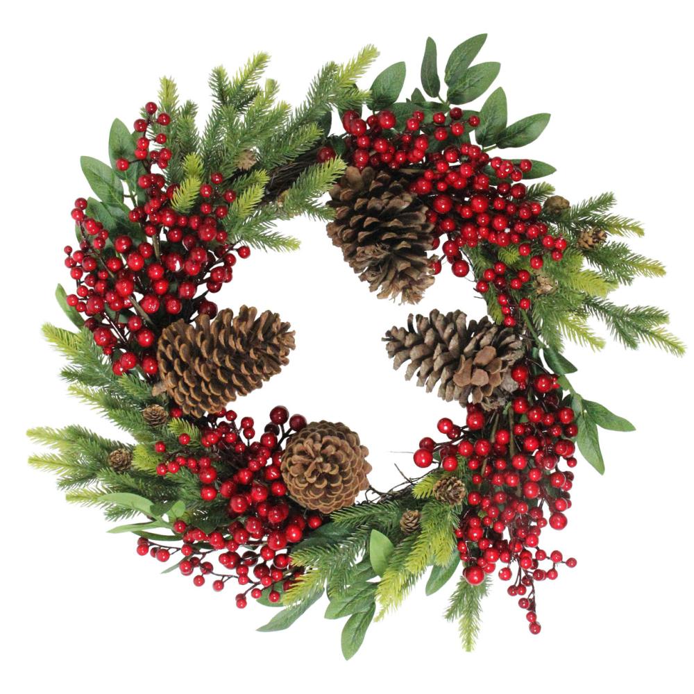 Unlit Wreaths | Real Touch™ Pinecone and Berry Artificial Christmas Wreath – 22" – Unlit Specialty Wreaths Specialty Wreaths