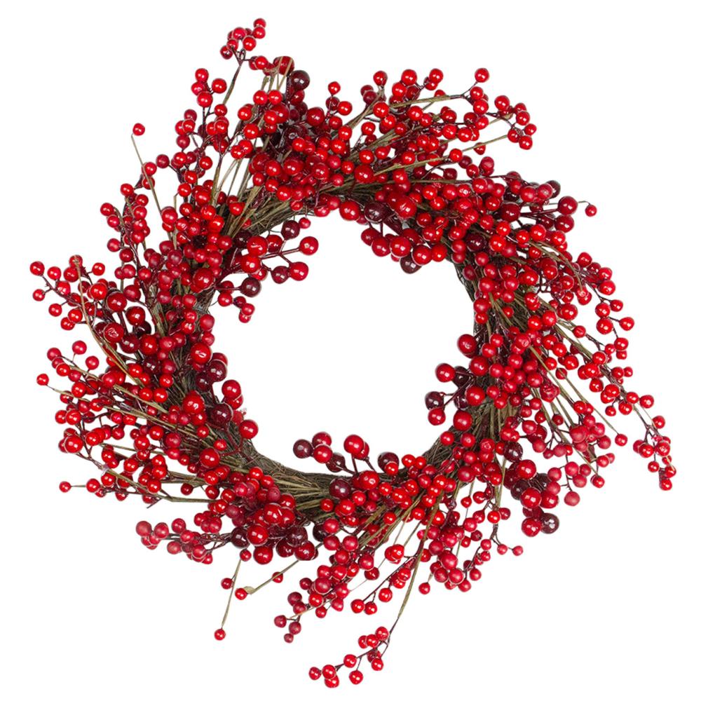 Unlit Wreaths | Real Touch™️ Berry Artificial Christmas Twig Wreath – 20" – Unlit Berry Wreaths Berry Wreaths