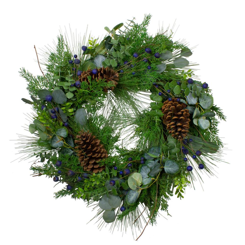 Unlit Wreaths | Real Touch™️ Eucalyptus and Pine Artificial Christmas Wreath- 28" – Unlit Unlit Wreaths Unlit Wreaths