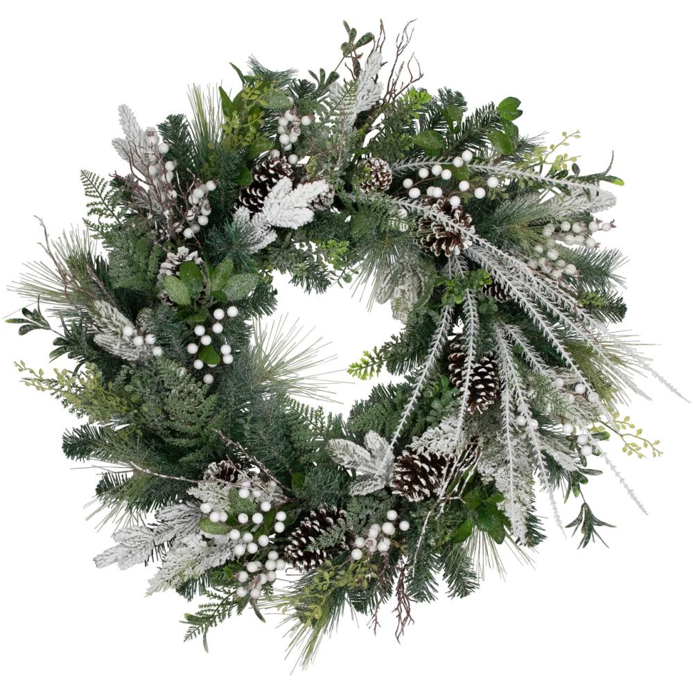 Unlit Wreaths | Real Touch™️ Frosted Pinecones and Berries Christmas Wreath – 36" – Unlit Specialty Wreaths Specialty Wreaths