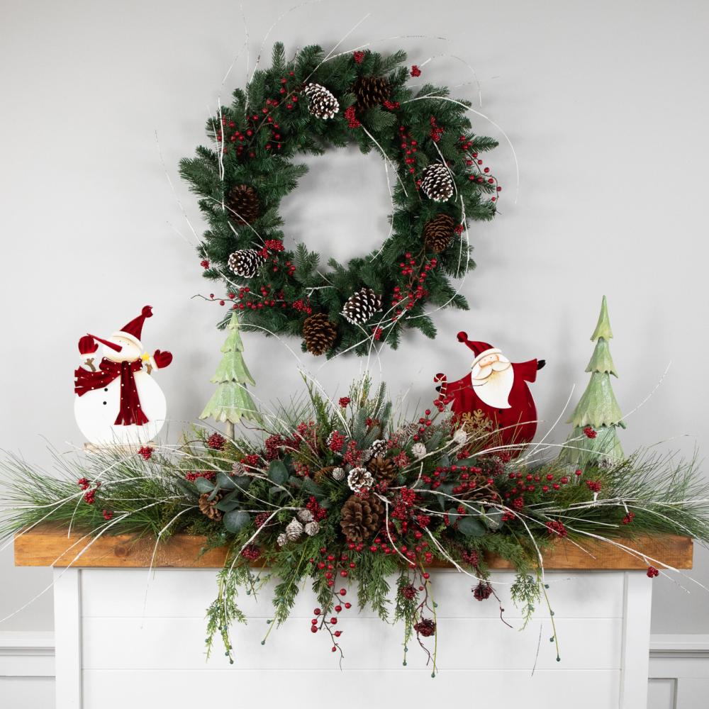 Unlit Wreaths | Real Touch™️ Mixed Eden Pine Artificial Christmas Wreath – Unlit – 30" Traditional Pine Wreaths Traditional Pine Wreaths