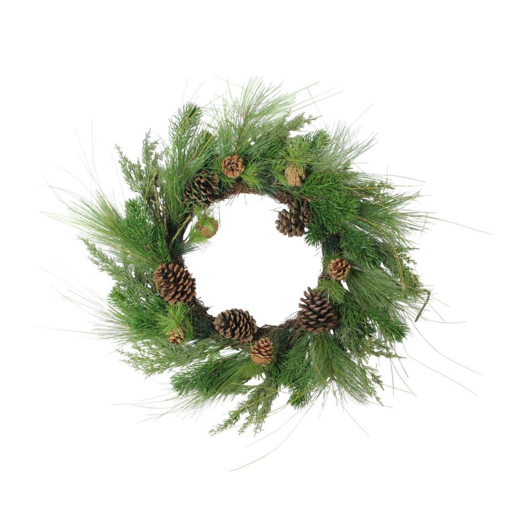 Unlit Wreaths | Real Touch™️ Mixed Pine and Pinecone Artificial Christmas Wreath – 24" – Unlit Unlit Wreaths Unlit Wreaths