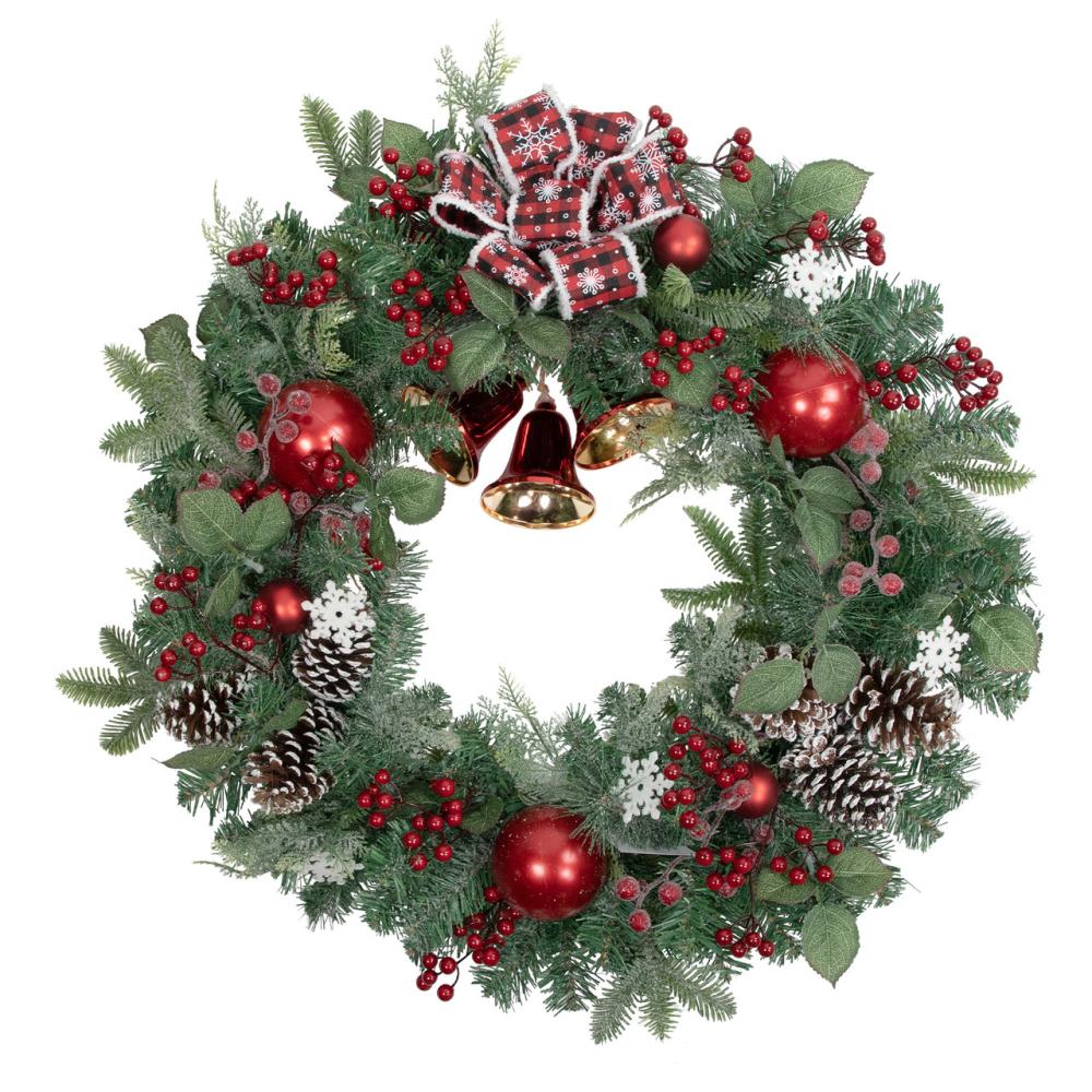 Unlit Wreaths | Red Bells and Mixed Foliage Artificial Christmas Wreath, 30-Inch, Unlit Specialty Wreaths Specialty Wreaths