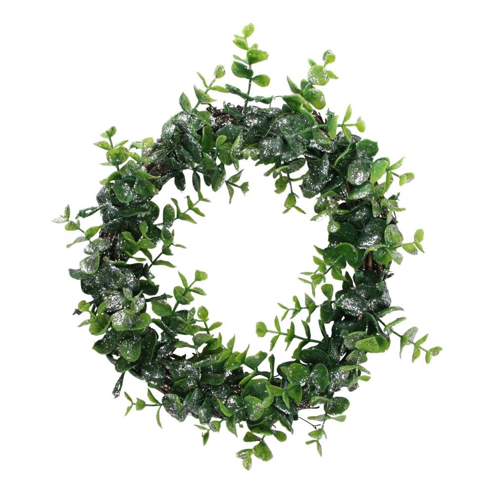 Unlit Wreaths | Sparkling Silver and Green Grass Decorative Artificial Christmas Wreath – 8.75-Inch, Unlit Unlit Wreaths Unlit Wreaths