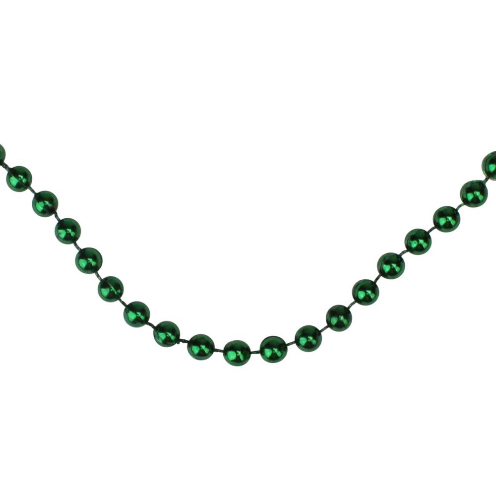 Beaded Garland | 15′ Shiny Metallic Green Beaded Christmas Garland – Unlit Beaded Garland Beaded Garland