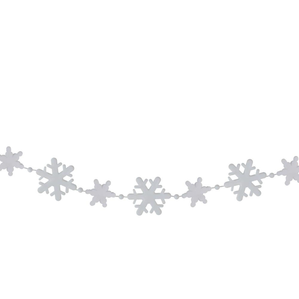 Beaded Garland | 8′ White Snowflake Beaded Christmas Garland Beaded Garland Beaded Garland