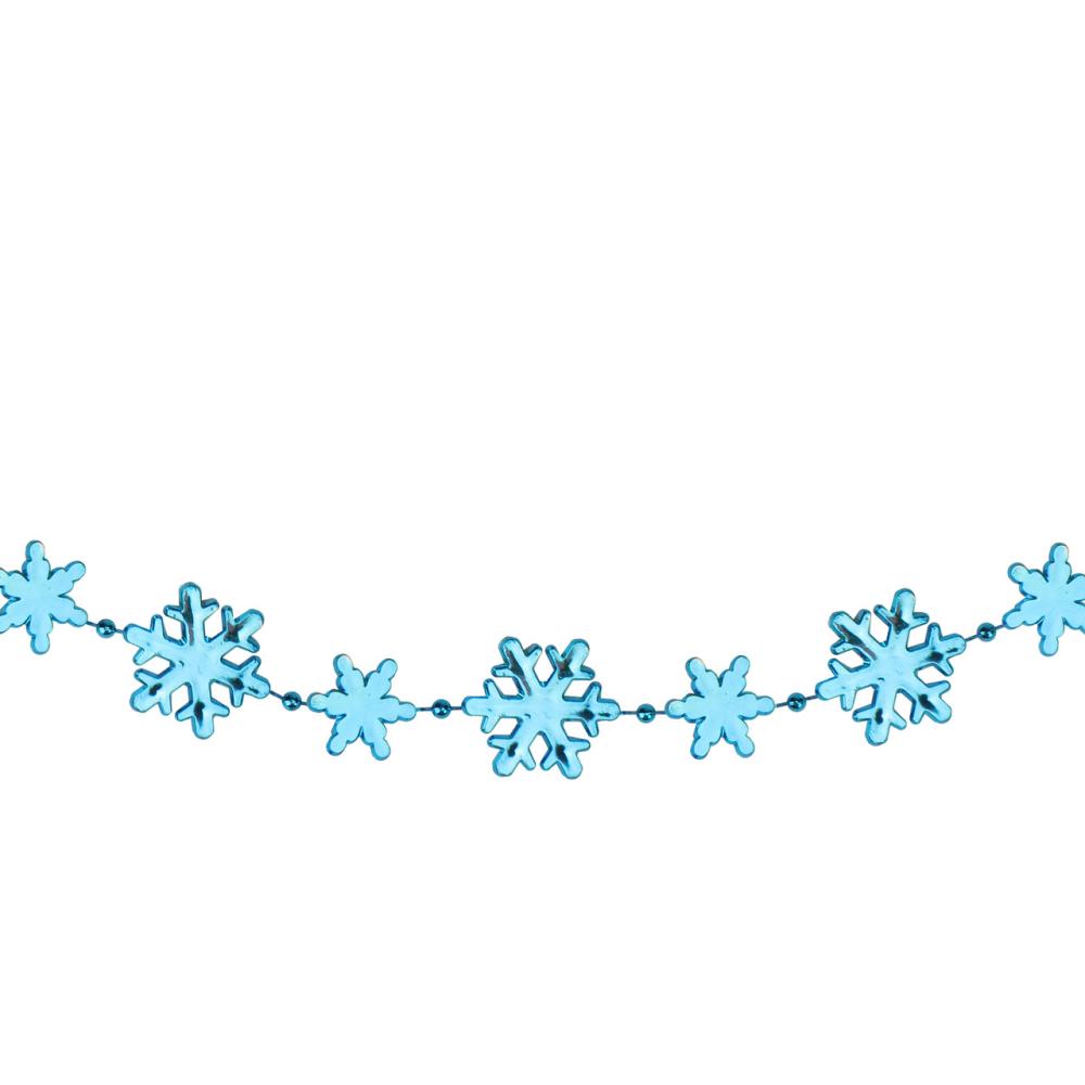 Beaded Garland | 8′ x 1" Shiny Blue Snowflakes Beaded Christmas Garland Beaded Garland Beaded Garland