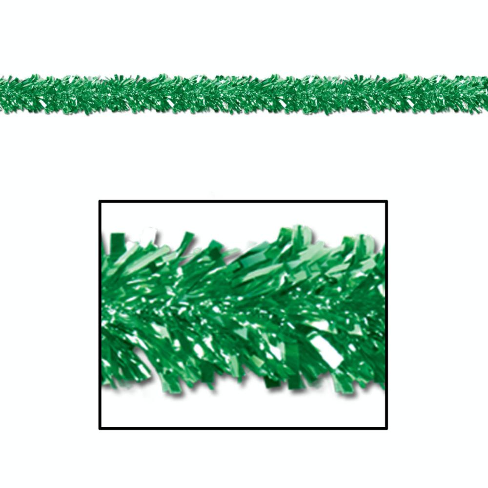 Classic Tinsel Garland | Club Pack of 12 Shiny Metallic Green Foil Tinsel 6-Ply St. Patrick’s Day Garlands 15′ – Unlit Classic Tinsel Garland Classic Tinsel Garland