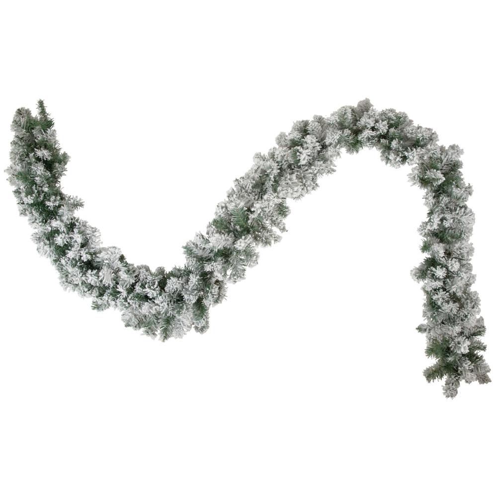 Frosted, Flocked, Iced Garland | 9′ x 10" Flocked Madison Pine Artificial Christmas Garland, Unlit Frosted, Flocked, Iced Garland Frosted, Flocked, Iced Garland