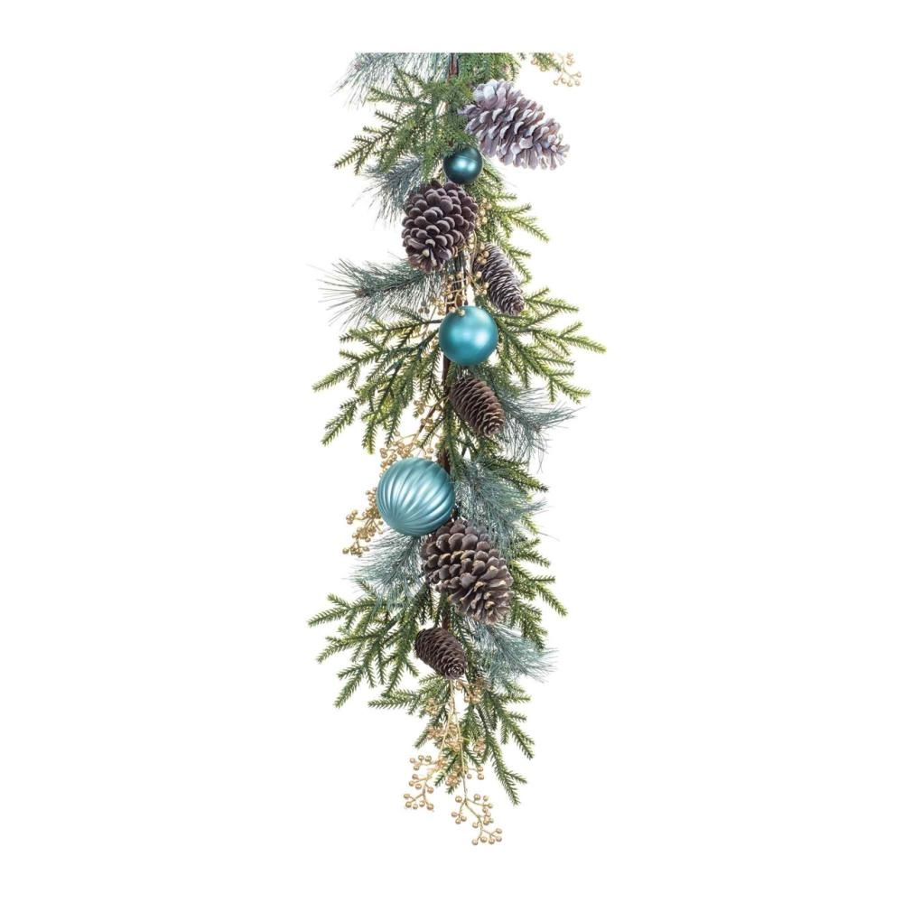 Unlit Garland | Pine with Ornament Artificial Christmas Garlands – 6′ x 12" – Unlit – Set of 2 Garland Unlit Garland