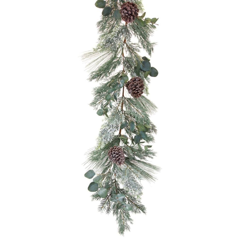 Unlit Garland | Set of 2 Brown Pine and Eucalyptus Artificial Christmas Garland, 70" Garland Unlit Garland