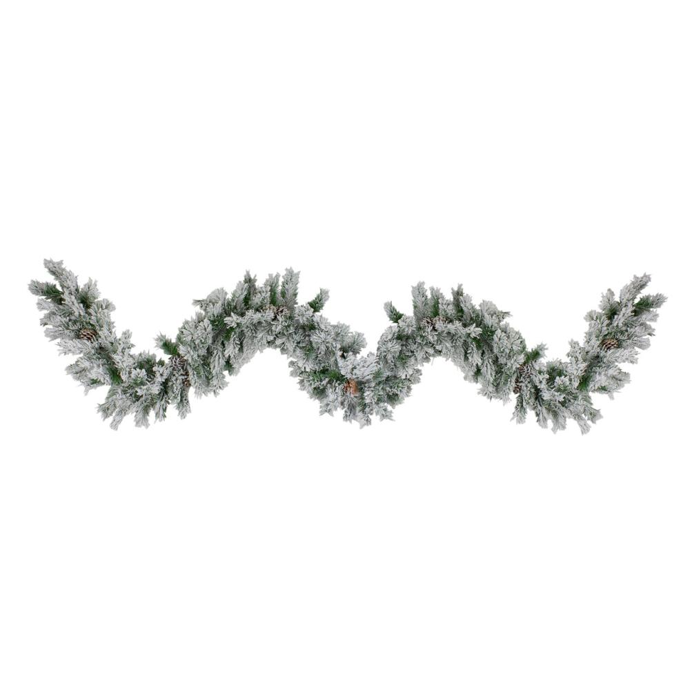 Frosted, Flocked, Iced Garland | 9′ x 10" Flocked Angel Pine Artificial Christmas Garland with Pinecones, Unlit Frosted, Flocked, Iced Garland Frosted, Flocked, Iced Garland