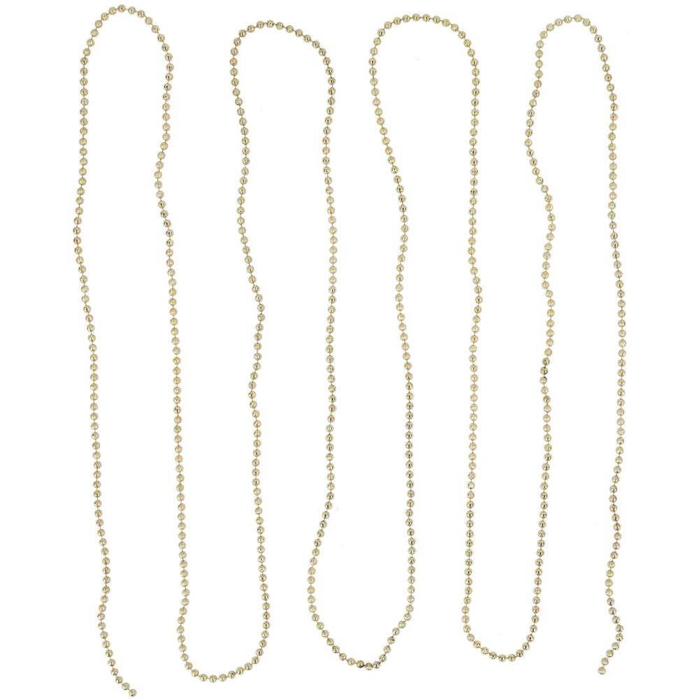 Unlit Garland | 15′ Gold Lame Beaded Artificial Christmas Garland – Unlit Beaded Garland Beaded Garland