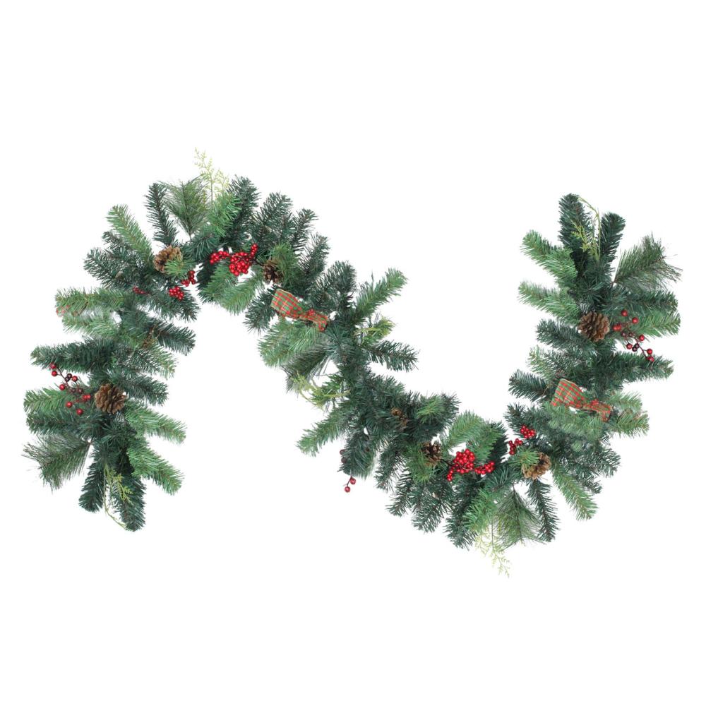 Unlit Garland | 6′ Foliage with Pinecone and Berry Artificial Christmas Garland – Unlit Berry Garland Berry Garland