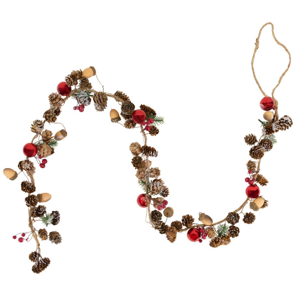 Unlit Garland | Pine Cones and Berries with Ornaments Christmas Twig Garland – 39.5" x 3" – Unlit Garland Specialty Garland