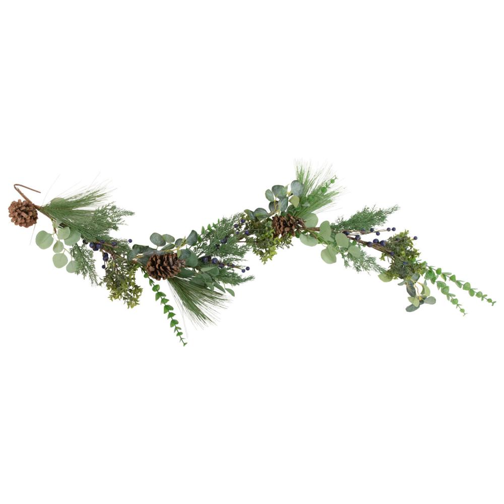 Unlit Garland | Real Touch™️ Eucalyptus and Pine Artificial Christmas Garland- 5′ x 8" – Unlit Garland Unlit Garland