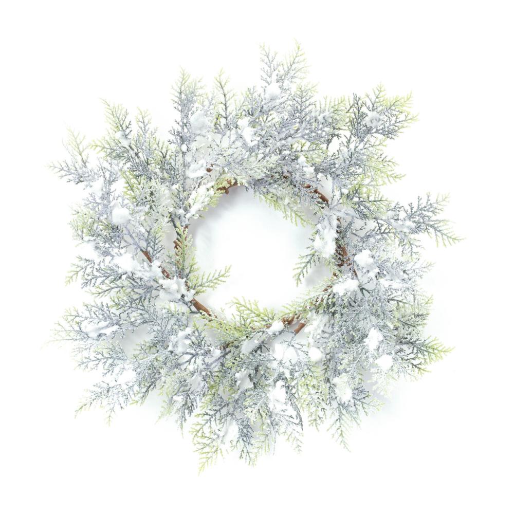 Frosted, Flocked, Iced Wreaths | Flocked Cedar Artificial Christmas Wreath, 15-Inch, Unlit Frosted, Flocked, Iced Wreaths Frosted, Flocked, Iced Wreaths