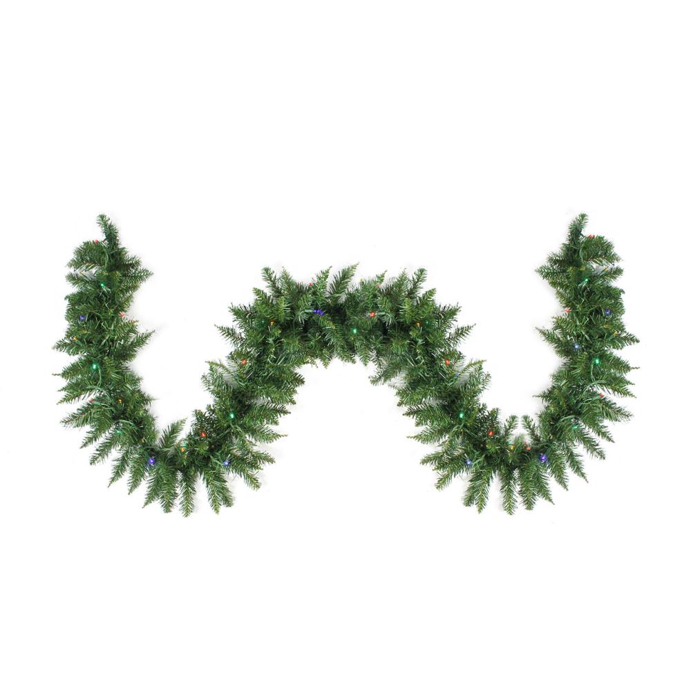 Pre-Lit Garland | 9′ x 12" Pre-Lit Buffalo Fir Artificial Christmas Garland – Multi LED Lights Garland Pre-Lit Garland