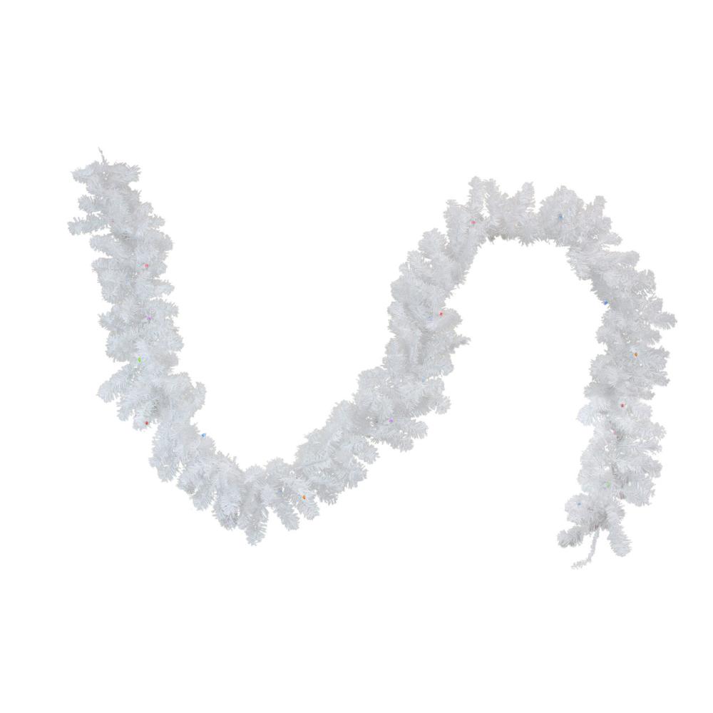 Pre-Lit Garland | Pre-Lit Battery Operated White Artificial Christmas Garland – 9′ x 10" – LED Multi Lights Garland Pre-Lit Garland