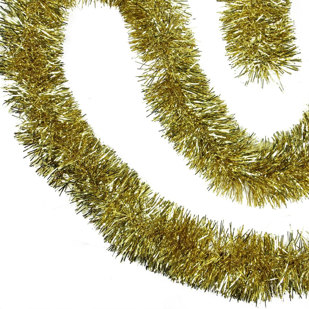 Specialty Garland | 50′ x 4" Gold Tinsel Artificial Christmas Garland – Unlit Classic Tinsel Garland Classic Tinsel Garland