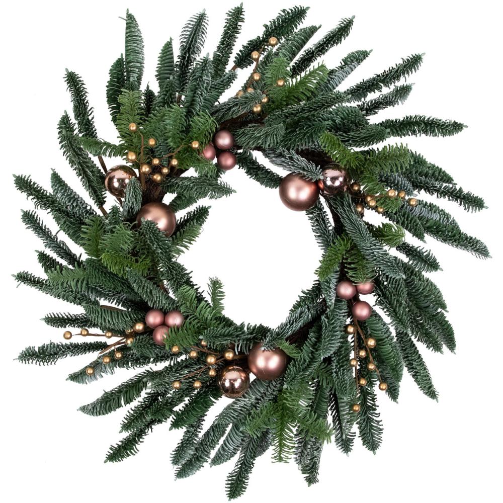 Specialty Wreaths | Rose Gold Ball Ornaments Artificial Christmas Wreath, 28-Inch, Unlit Specialty Wreaths Specialty Wreaths