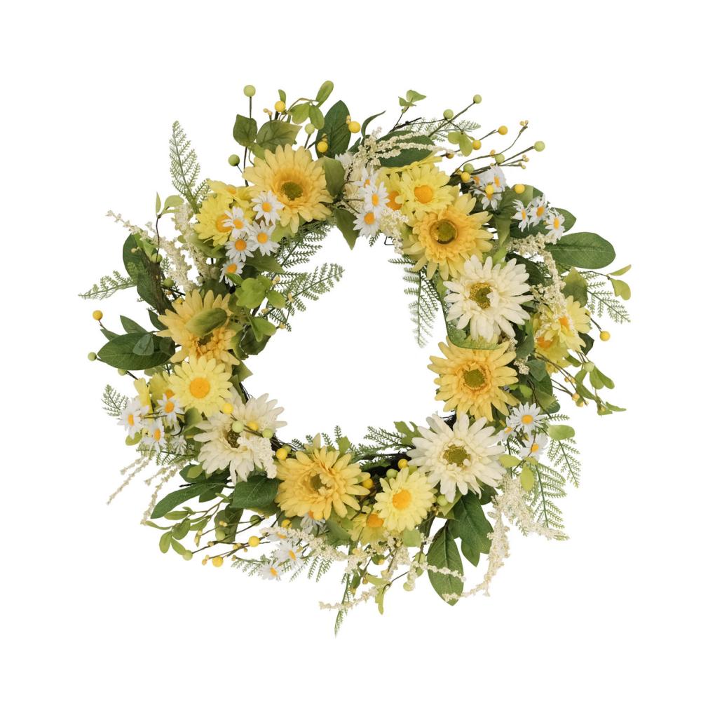 Unlit Wreaths | 24" Vibrant Puleo International Artificial Chrysanthemum and Daisy Floral Spring Wreath Unlit Wreaths Unlit Wreaths