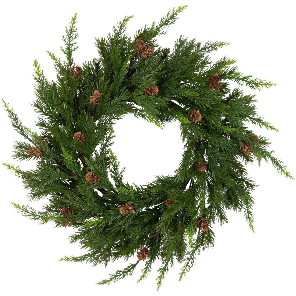 Unlit Wreaths | Real Touch™️ Cypress and Pinecone Artificial Christmas Wreath- 24" – Unlit Unlit Wreaths Unlit Wreaths