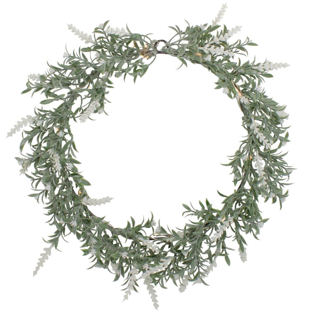 Specialty Wreaths | Pre-Lit Battery Operated White Lavender Spring Wreath – 16" – White LED Lights Pre-Lit Wreaths Pre-Lit Wreaths