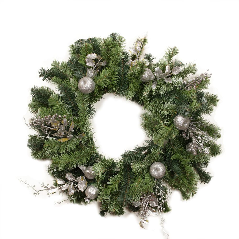 Specialty Wreaths | Silver Fruit and Leaf Artificial Christmas Wreath – 24-Inch, Unlit Specialty Wreaths Specialty Wreaths