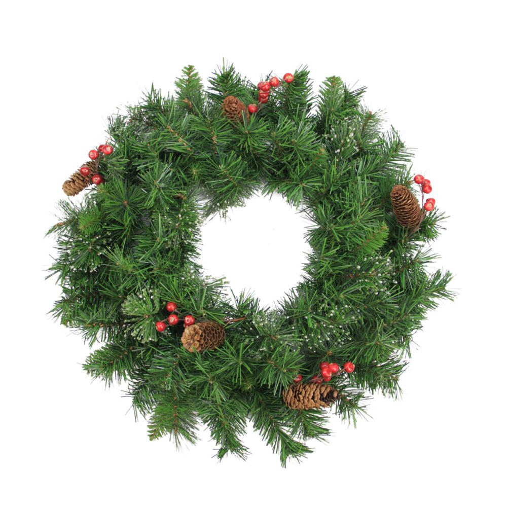 Traditional Pine Wreaths | Iced Mixed Pine Berries and Pinecones Artificial Christmas Wreath – 24-Inch, Unlit Specialty Wreaths Specialty Wreaths