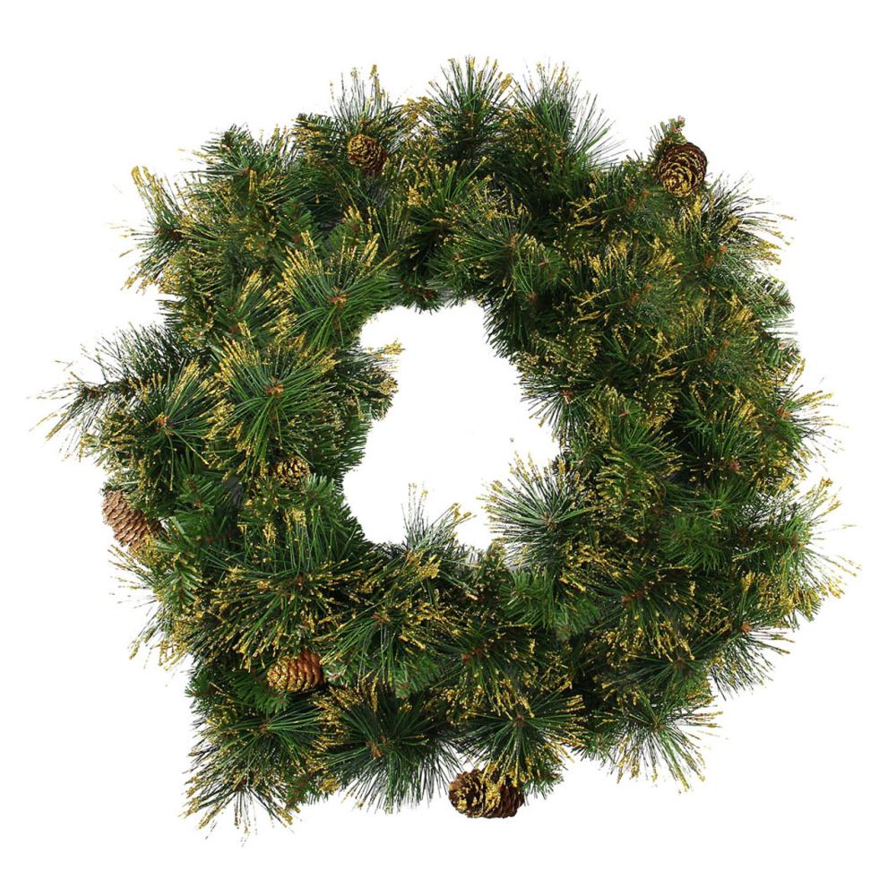 Unlit Wreaths | 24" Mixed Pine Glittered Pine Cone Artificial Christmas Wreath – Unlit Unlit Wreaths Unlit Wreaths