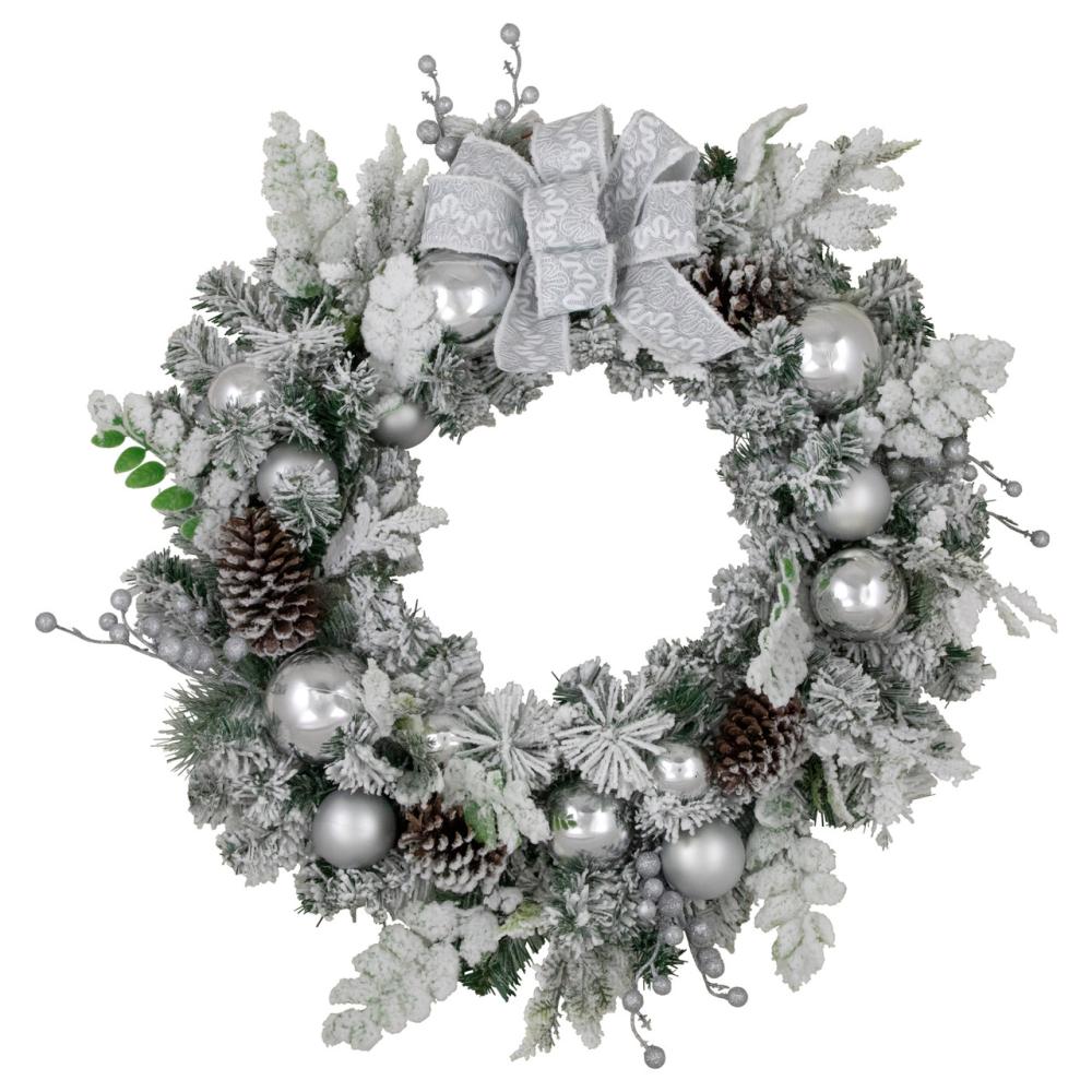 Unlit Wreaths | Glitter and Frosted Foliage Artificial Christmas Wreath with Bow, 30-Inch, Unlit Specialty Wreaths Specialty Wreaths