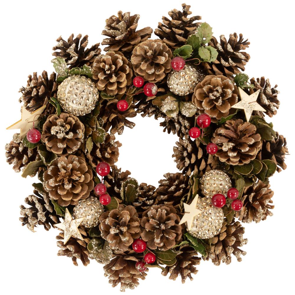 Unlit Wreaths | Glittered Pine Cone and Berry Artificial Christmas Wreath, 12-Inch, Unlit Specialty Wreaths Specialty Wreaths