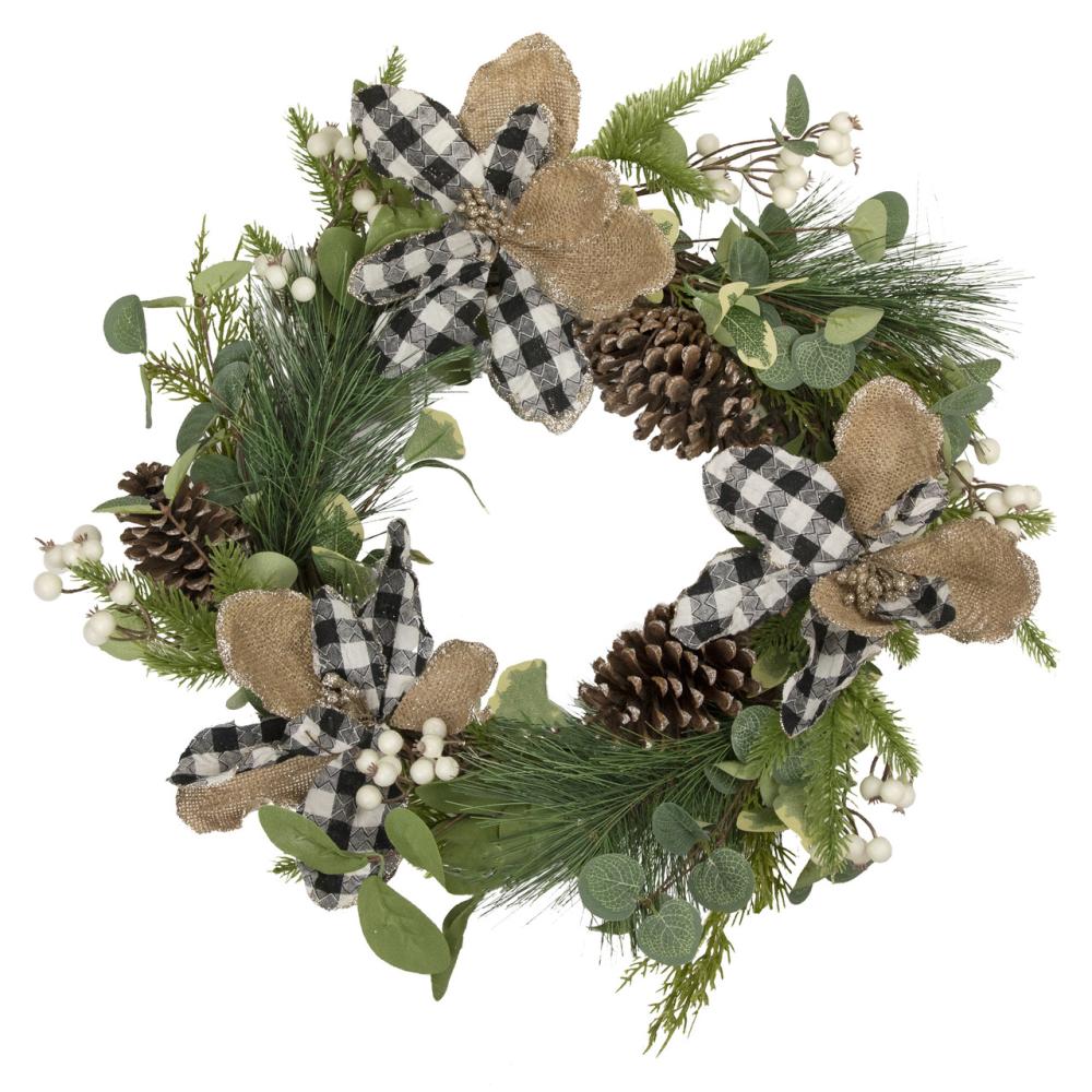 Unlit Wreaths | Magnolia and Frosted Pine Cones Artificial Christmas Wreath -22-Inch, Unlit Unlit Wreaths Unlit Wreaths