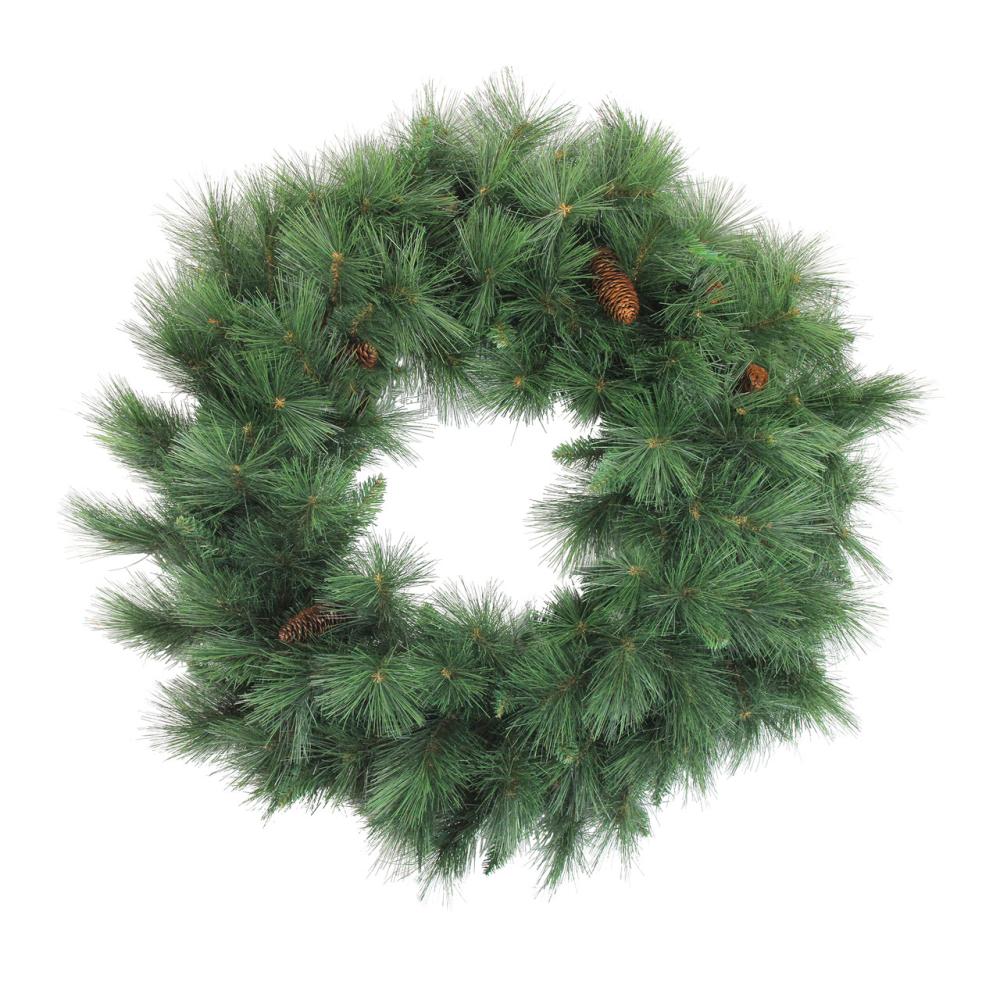 Unlit Wreaths | Mixed White Valley Pine Artificial Christmas Wreath, 36-Inch, Unlit Traditional Pine Wreaths Traditional Pine Wreaths