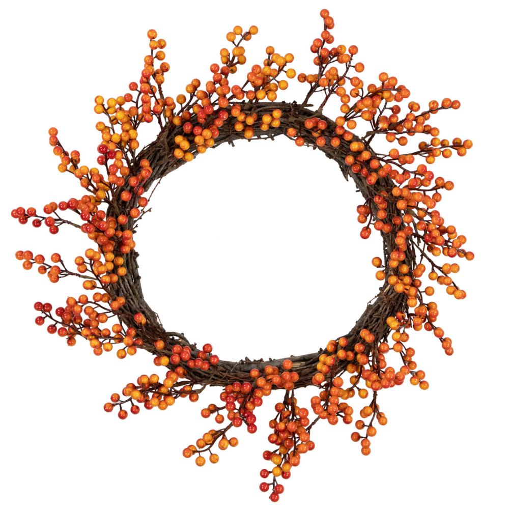 Unlit Wreaths | Red and Orange Artificial Berry Artificial Thanksgiving Wreath, 18-Inch, Unlit Berry Wreaths Berry Wreaths