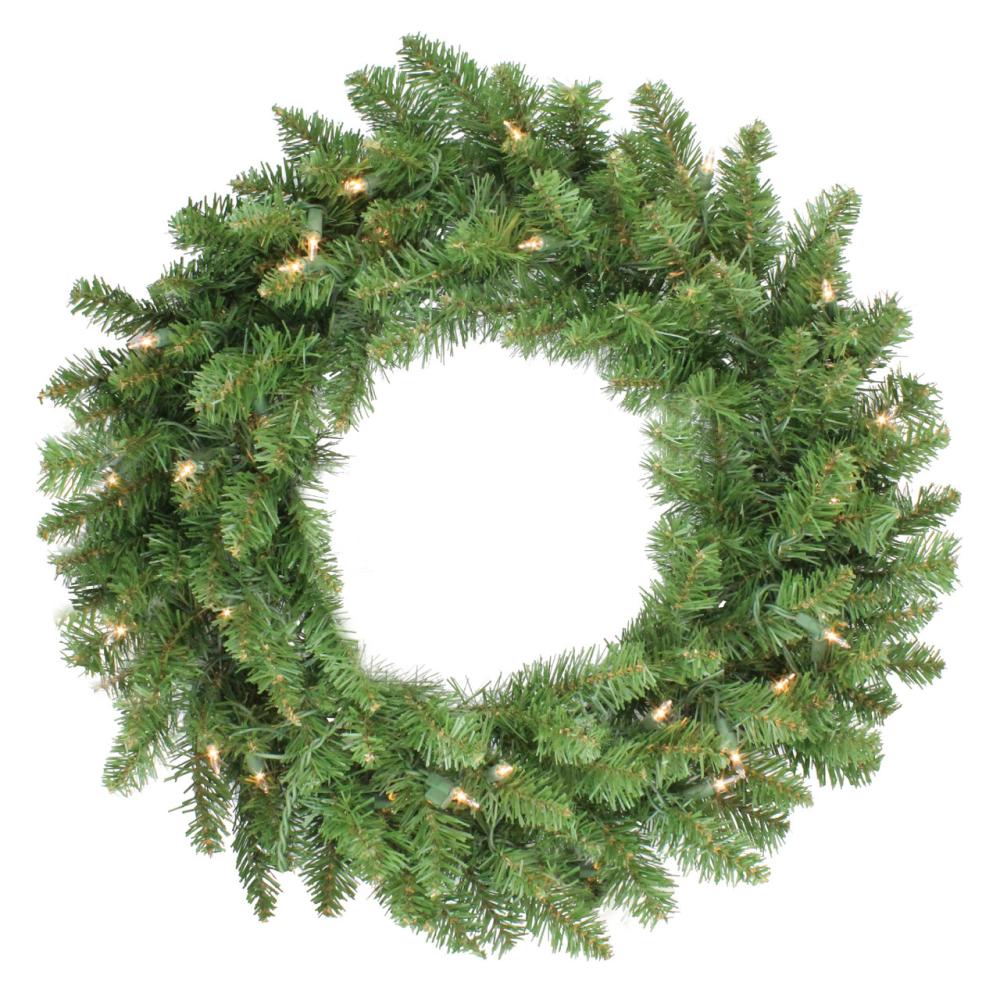 Pre-Lit Wreaths | 24" Pre-Lit Eastern Pine Artificial Christmas Wreath - Clear Lights